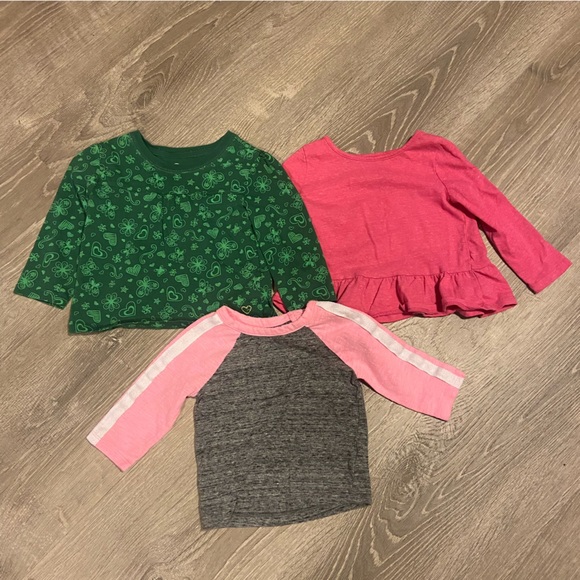 3 Jumping Beans, Cat & Jack, & TCP baby girl long sleeve tshirts size 12-18M EUC - Picture 1 of 11